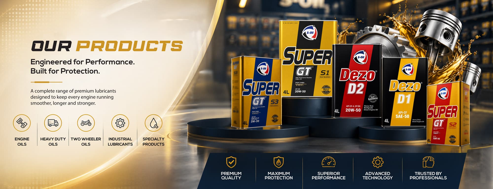 S-OIL product range — engineered for performance